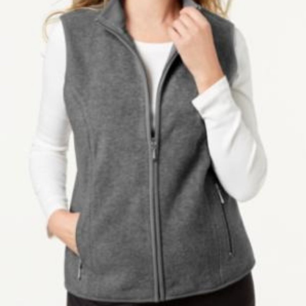 Karen Scott Petite Fleece Zip-Front Vest